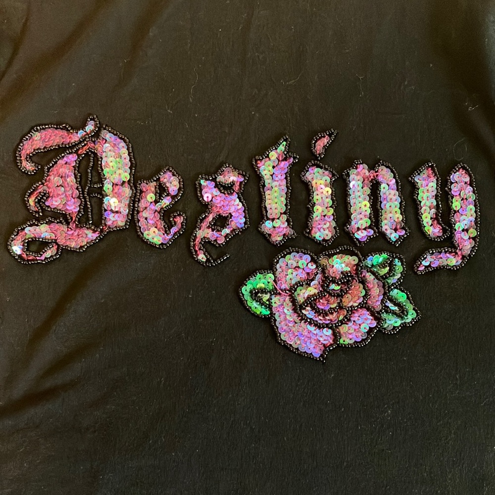 Sequins! Black, Rock Solid “Destiny” Tee. Size M. - image 1